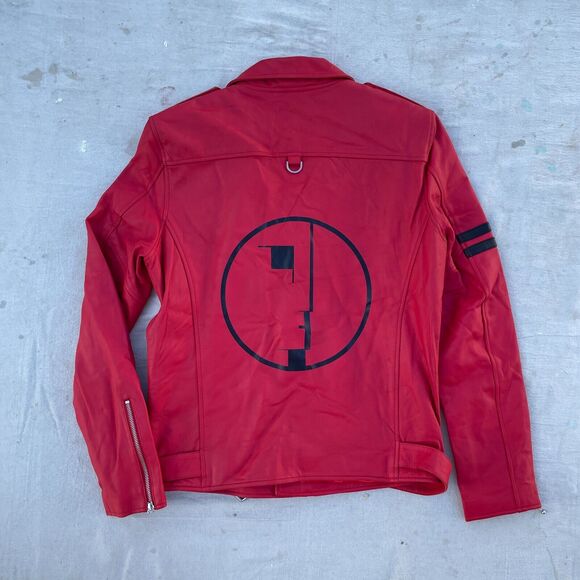 Midnight Studios Shane Gonzales Bauhaus Leather Punk Perfecto Jacket Large Red - Picture 1 of 9